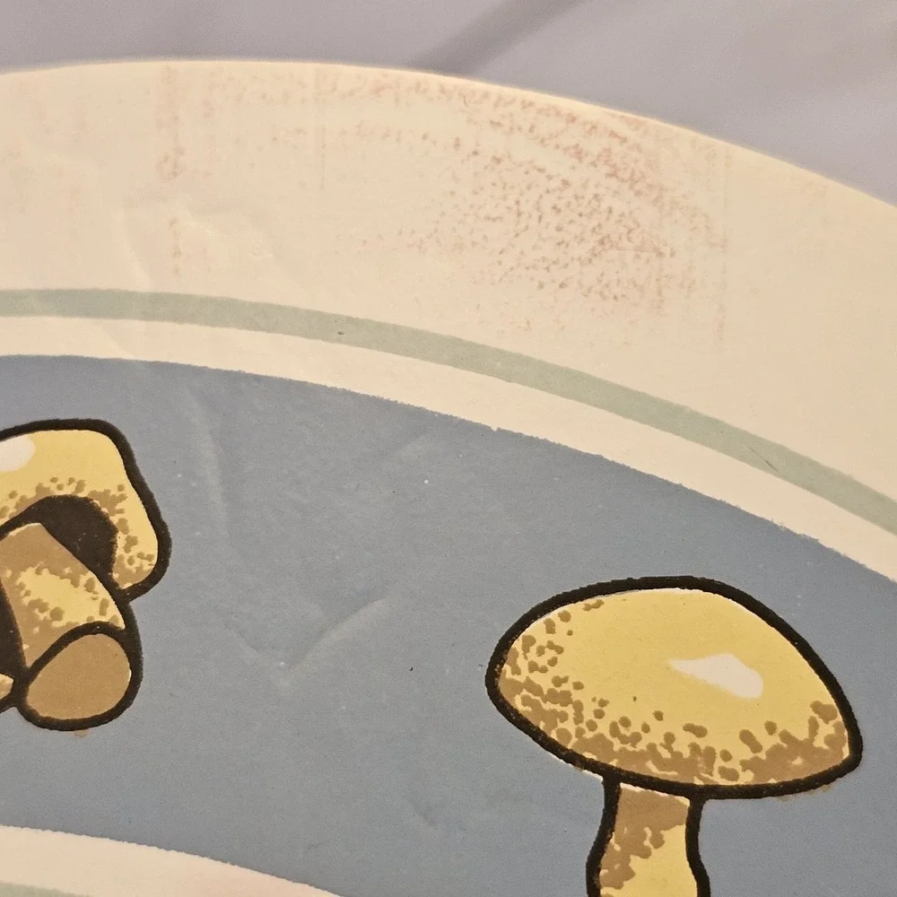 Vintage‎ Mushroom Vinyl Placemat Set of 4 Blue White Cottagecore Country Kitchen